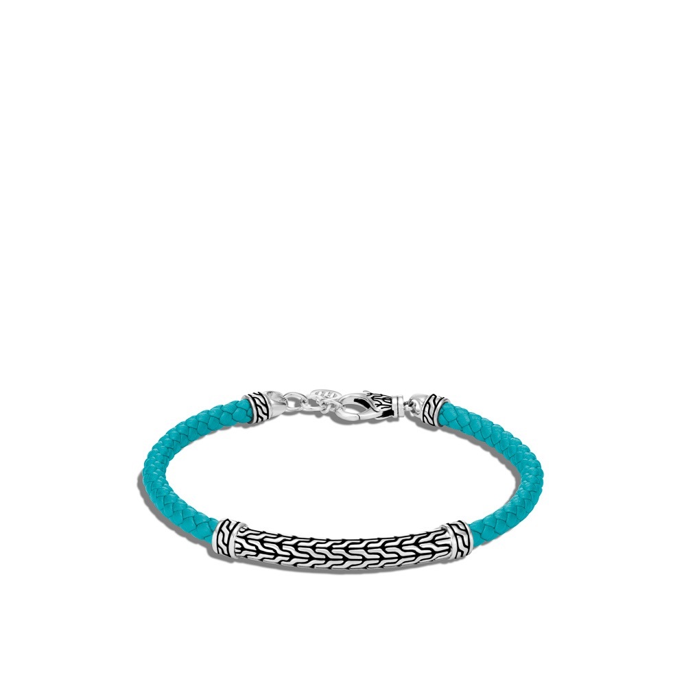 John Hardy turquoise leather bracelet with chain detail